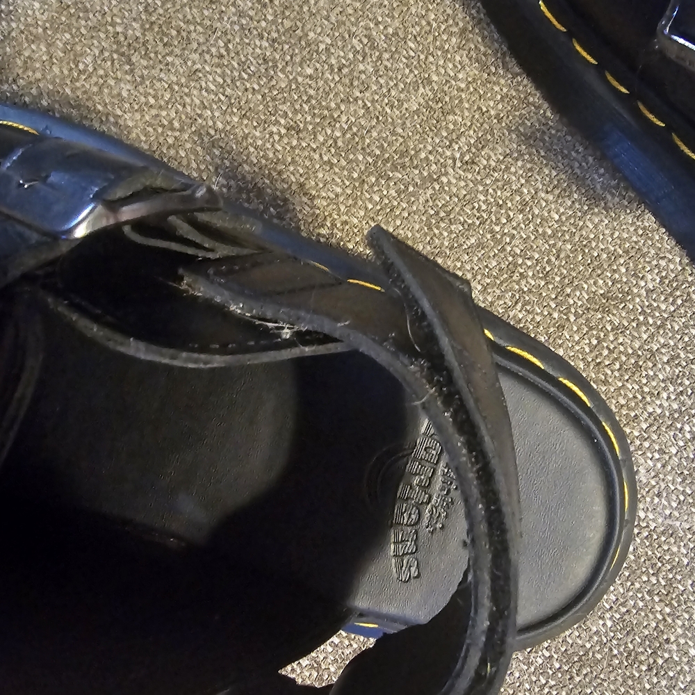 Doc Martens Black Leather Sandals Mules Clogs with Buckle Velcro Back Jorge II - Picture 5 of 6